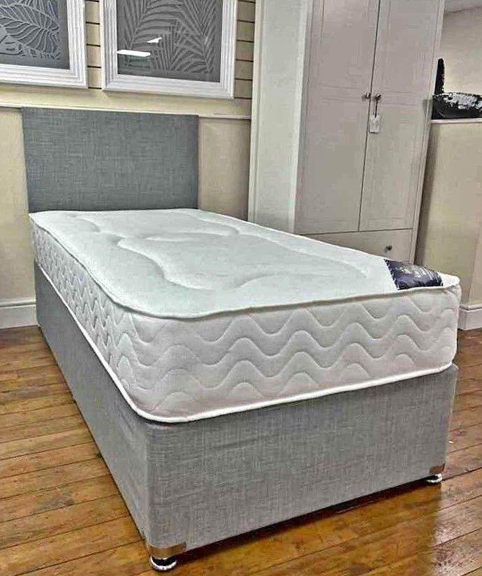 Multi Color Single Fabric Divan base with Headboard + Mattress !! COD 