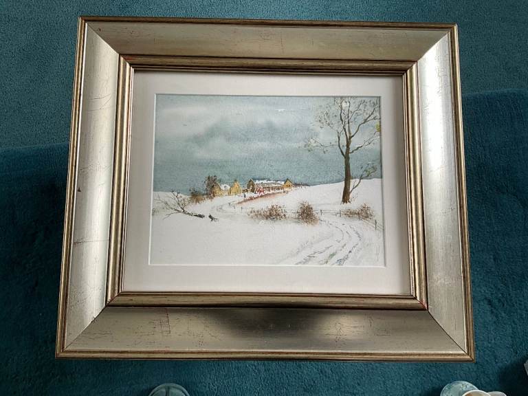 A watercolour " A heavy fall " By Girvan artist William M Watson