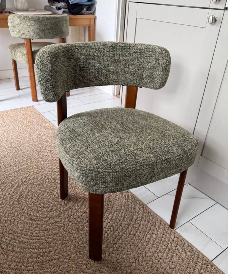 Set of 4 Green Upholstered Dining Chairs – Brand New