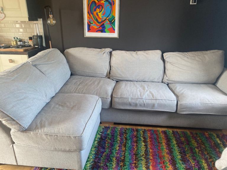 Comfy Grey L-Shape Corner Sofa – Good Condition