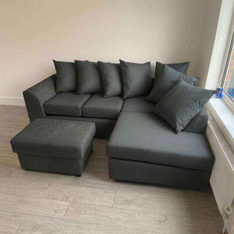 Grey Fabric Corner Sofa  New