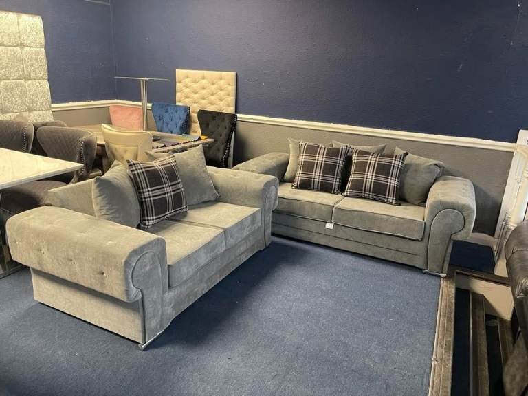 Cash On Delivery 🌹🌹 3+2 Seater VERONA Corner & 5 Seater Sofa Grey Color >> Free Delivery Order Now
