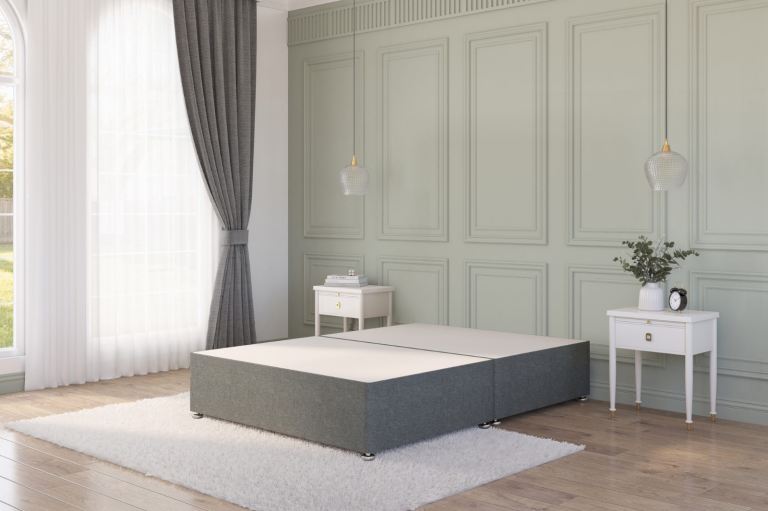 Double Divan Bed Base – Grey, New Condition
