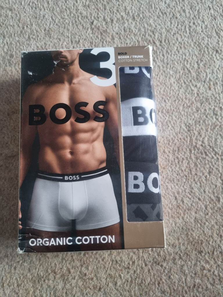 BOSS Men's 3-Pack Organic Cotton Trunks – Size S