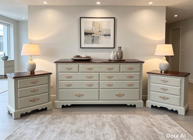 Bedroom set/Chest of drawer with bedside table 
