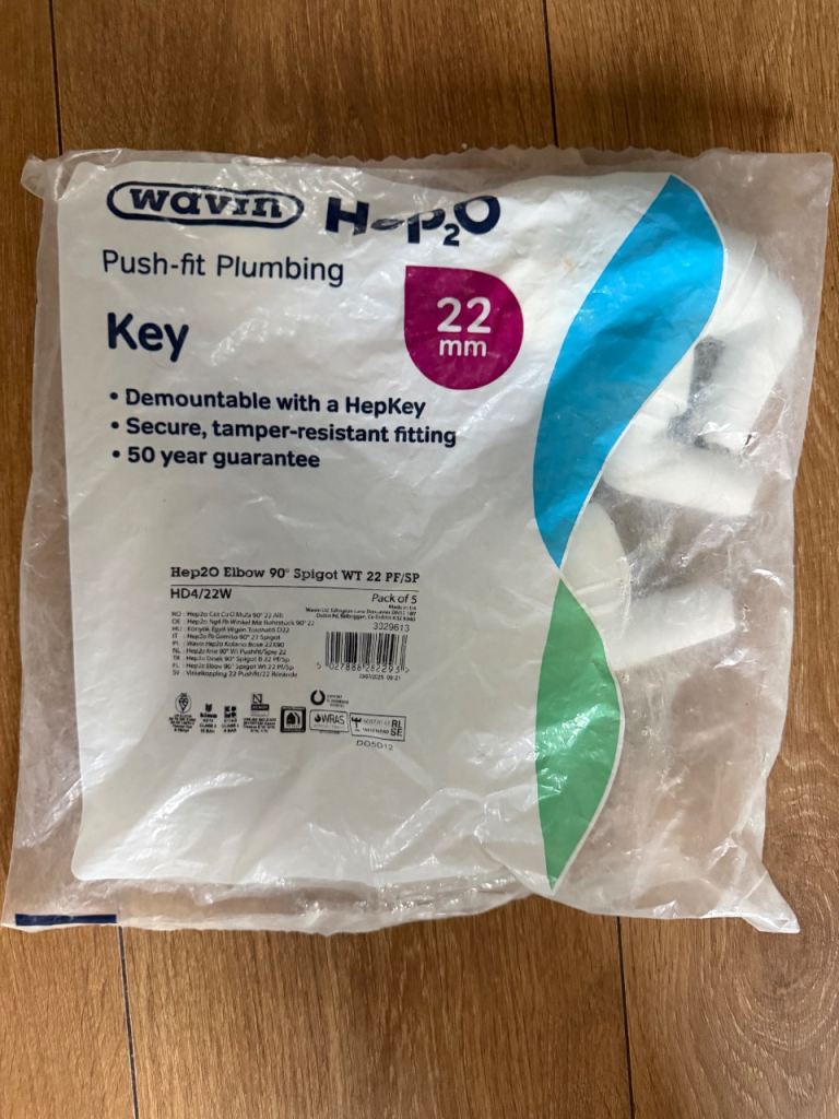 hep2o 22mm elbow 90 spigot pack of 5