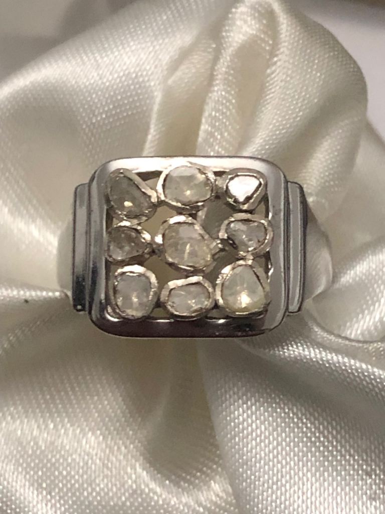 polki Diamonds rings Size N or T silver 925 platinum overlay new 