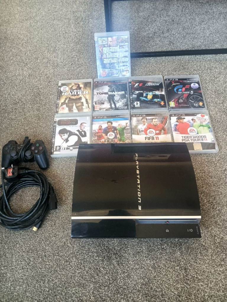 Playstation 3 with all leads and remote+7 games