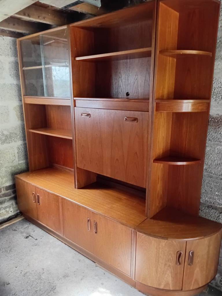 G Plan Bookcase with Display Cabinet and Storage