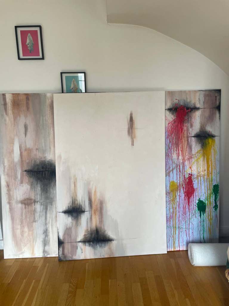 3 Large 50 x 40 Inch Stretched Artist Canvases – Reusable / Paint Over