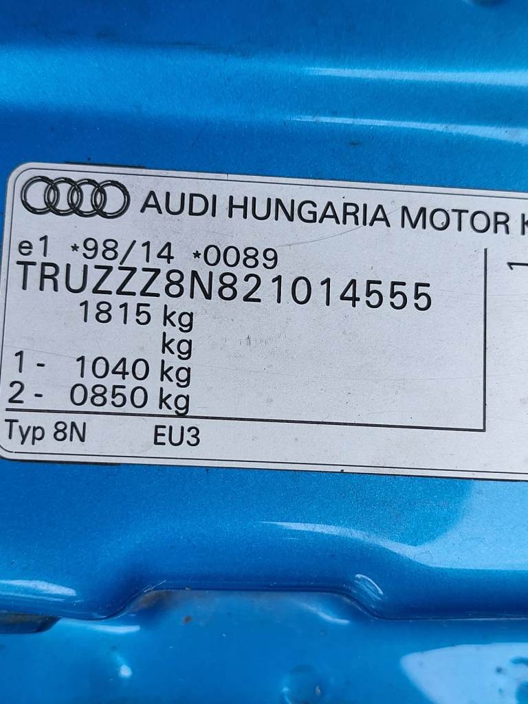Audi, TT, Convertible, 2002, Manual, 1781 (cc), 2 doors