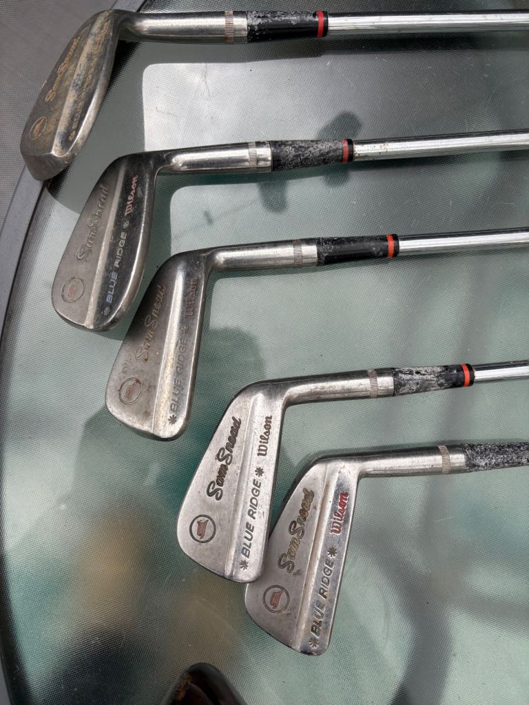 Vintage Sam Snead Wilson blue ridge golf clubs in bag