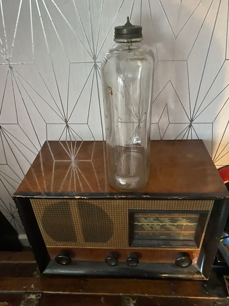 Vintage Clear Glass Bottle with Metal Cap – Good Condition