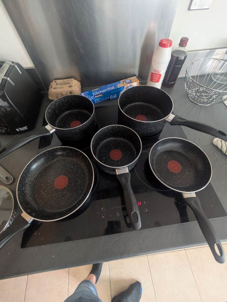 New saucepans and frying pans