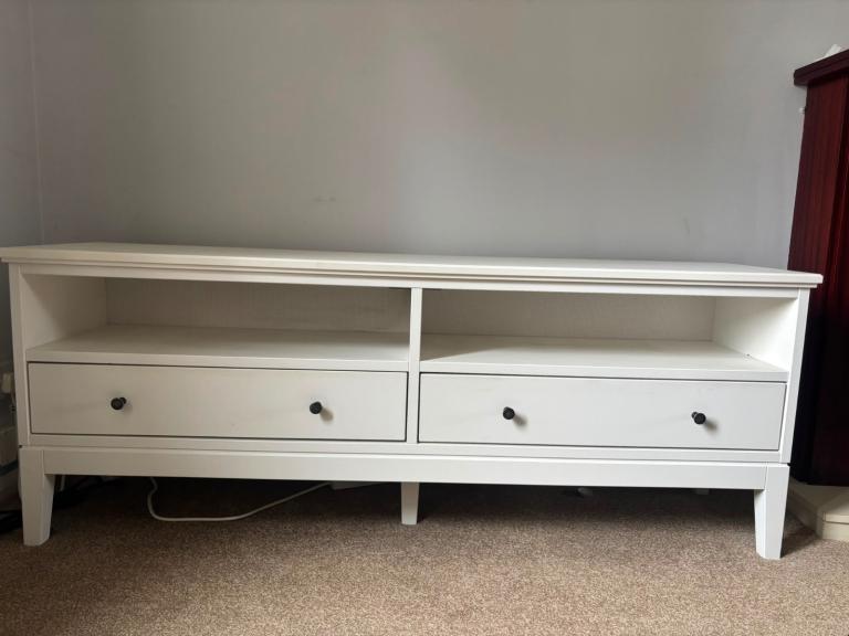 White TV Unit with Drawers – Good Condition