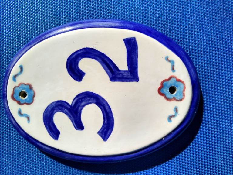 Ceramic House Number 32 Sign 