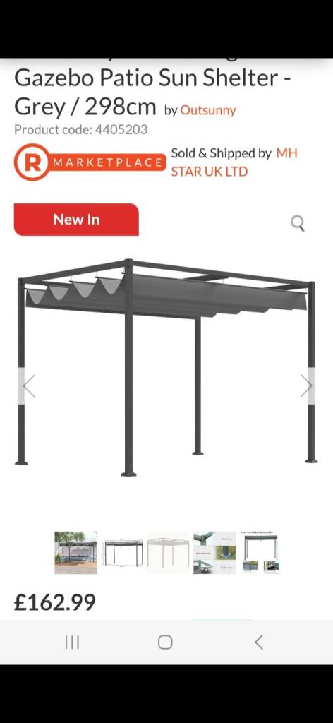 Unopened Brand New Outsunny Gazebo Patio Sun Shelter - Grey 298cm