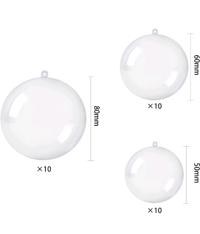 Bnib 30 PCS Clear Fillable Christmas Baubles