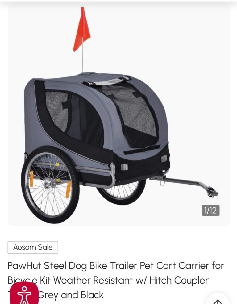 PawHut Steel Dog Bike Trailer Pet Cart Carrier for Bicycle Kit