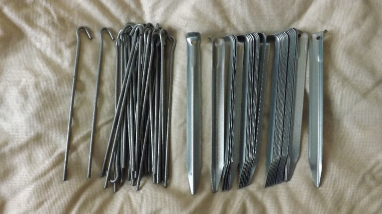Job Lot 64 Steel Tent / awning Pegs Metal. for Camping, Ground Sheet etc. £12. stoke on trent