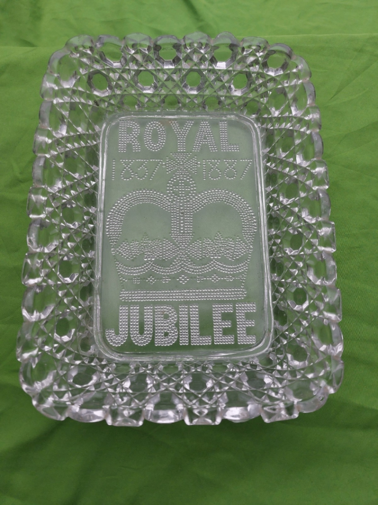 Victorian Golden Jubilee Glass Dish 1887