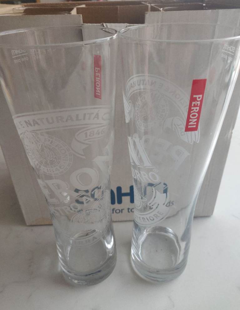 6 Peroni Nastro Azzurro Pint Glasses Beer Glass - Sahm pub quality