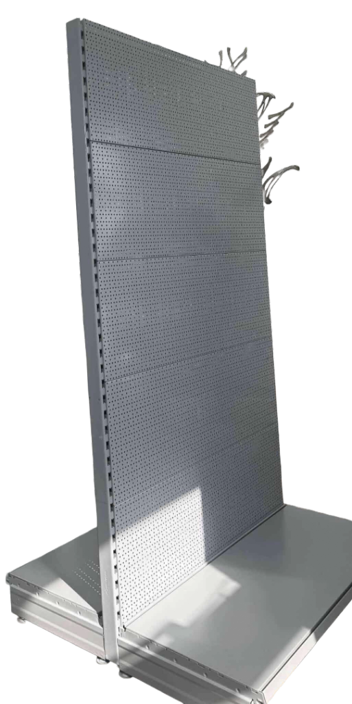 Silver Retail Shelving Modular Wall Unit Perforated Back Panel Bay Silver H2100