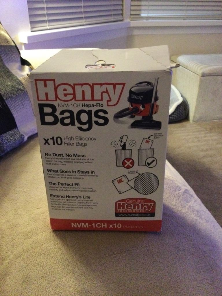 Six new Henry vacuum cleaner filter bags.