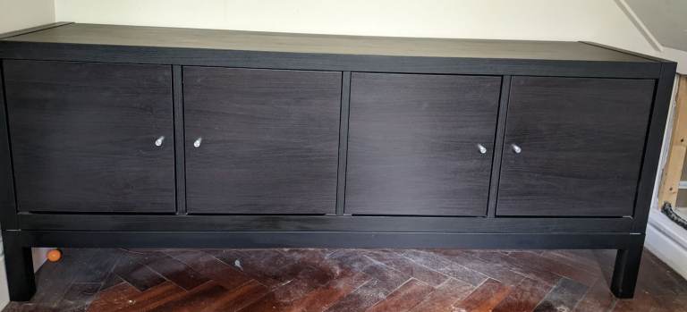 IKEA Kallax Black-Brown 4 cube units with doors
