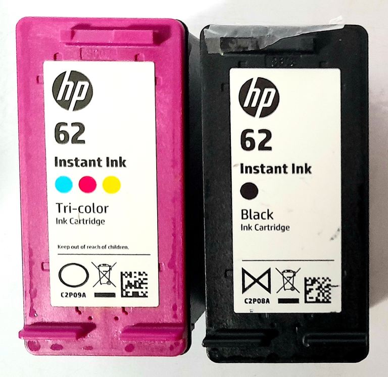 BUNDLE of PART-USED HP 62 INK CARTRIDGES x 4 - approx 80 % FULL