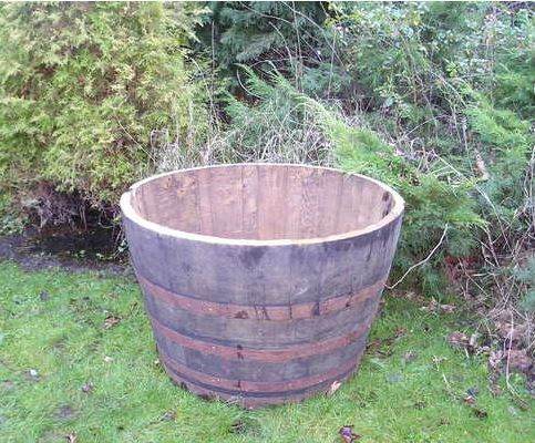 Large Half Barrel Planter ~36 inch Diameter, Solid Oak, ex-distillery