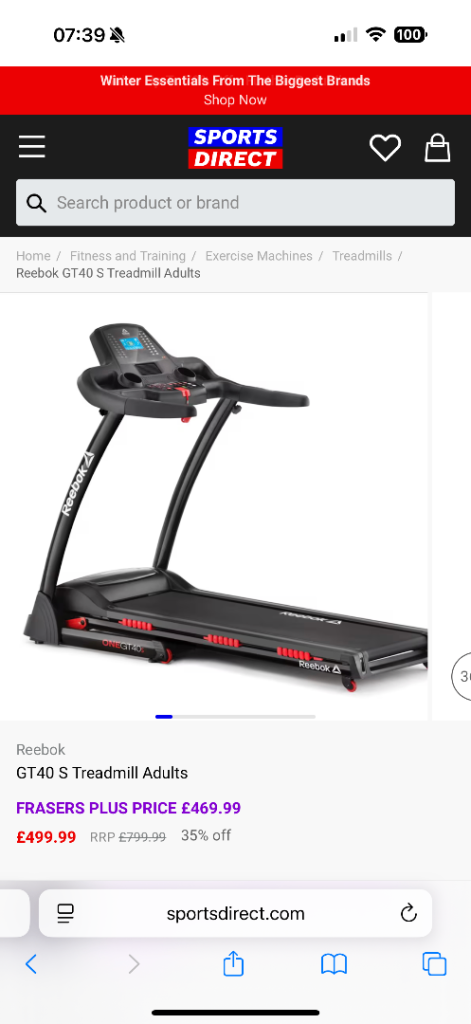 Reebok treadmill oneGT40s