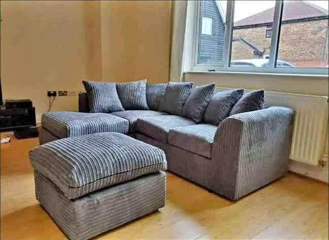 Luxurious Corner L Shape Wooden Sofas With Footstool & Free Delivery