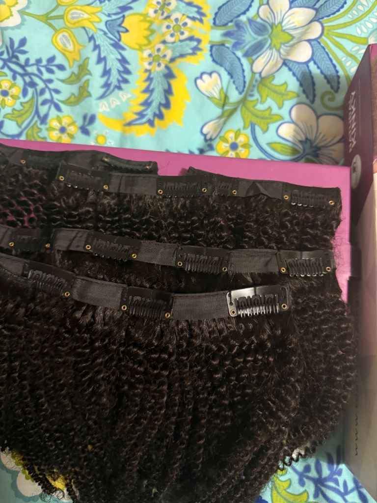 14 Natural Kinky Curly Clip in hair extensions (100% human hair) 