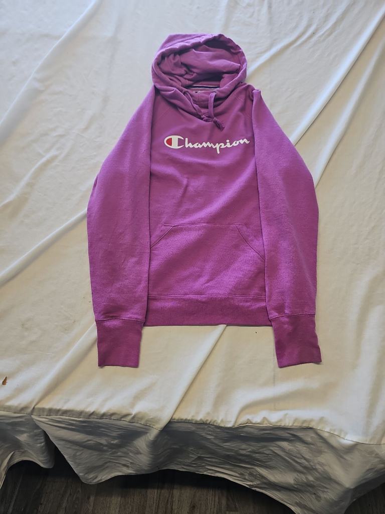 Champion Purple Script Logo Hoodie - Small K658
