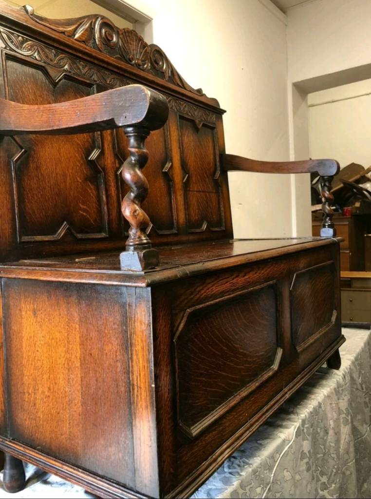 Antique Monks Bench with storage 