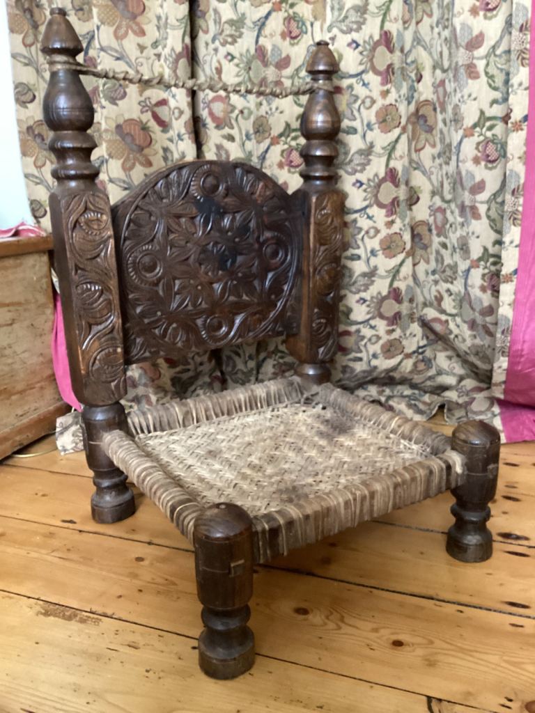 Antique Hand Carved Tribal Chair from the Swat Valley