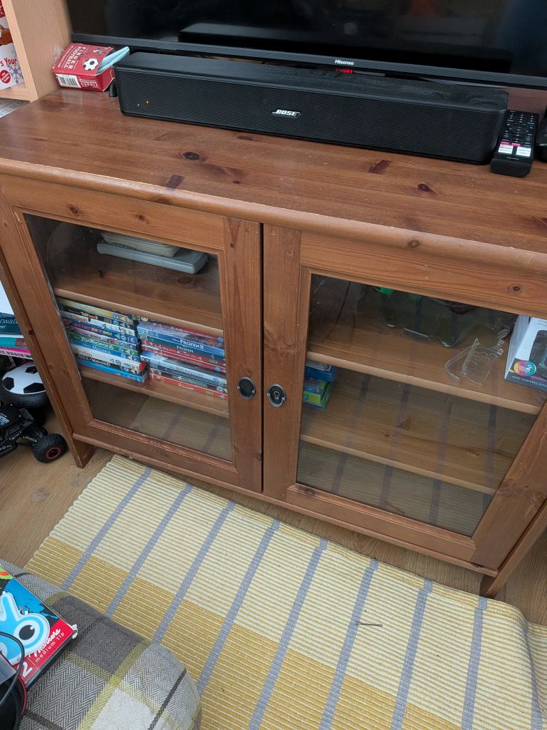 Wooden TV Unit with Glass Doors 