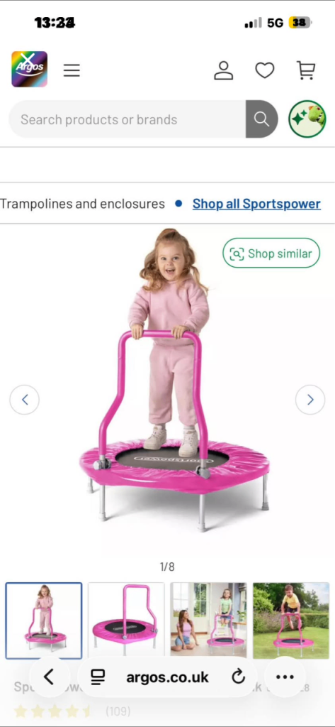 Kids' Mini Trampoline with Handle – Pink, Good Condition