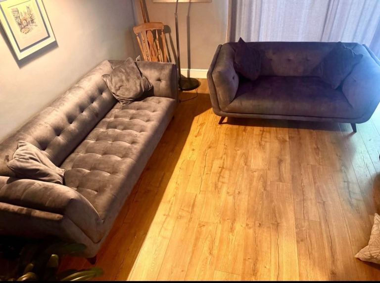 3-seater & 2-seater sofas in Heritage Granite grey velvet