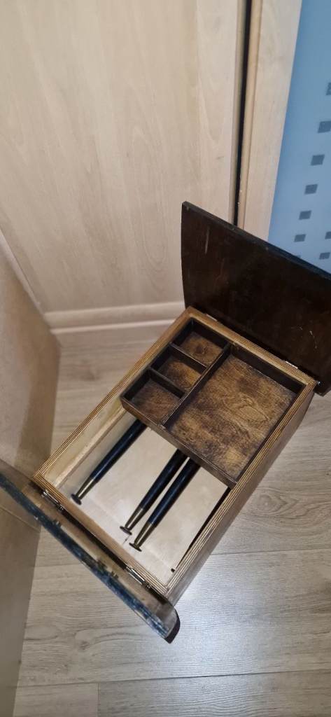 Mid Century Maple/ebony Sewing Box with Removable Dansette Legs