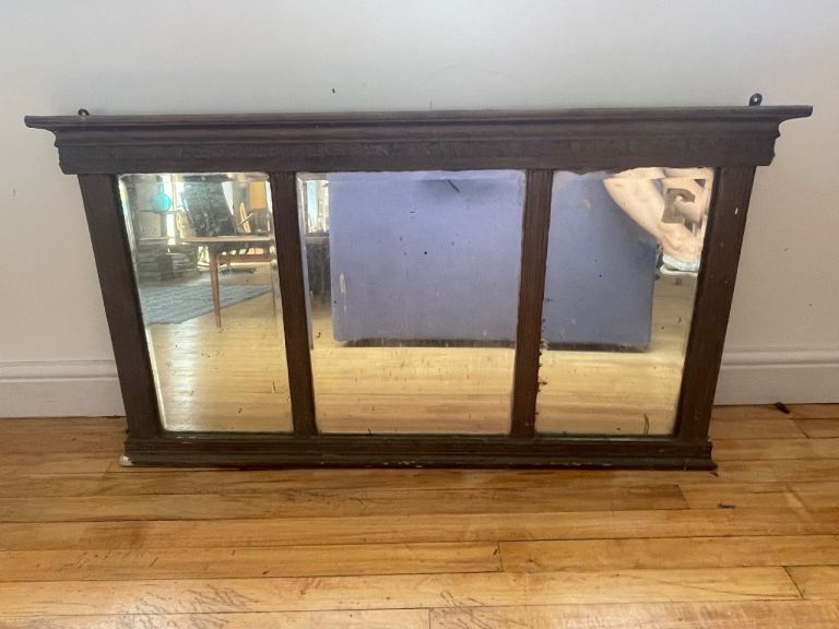 Antique giltwood regency 19th century small over mantle mirror 