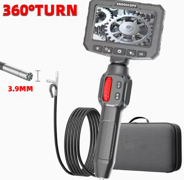 Two-Way Articulating Borescope Camera with Light - 360° Rotating Probe