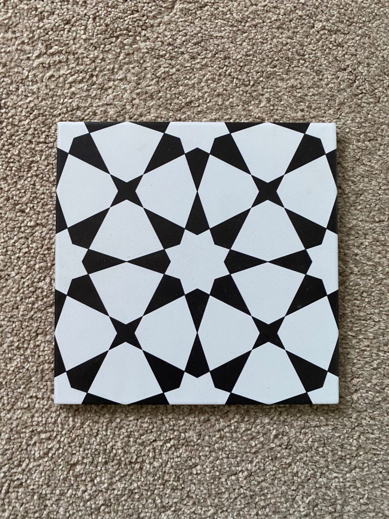 14 Moroccan style black and white tiles 20x20cm