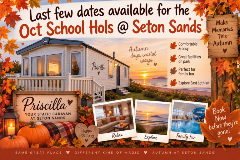 🎃 👻 OCTOBER SCHOOL HOLS @ Seton Sands, 8-berth caravan, stunning views to rent / hire