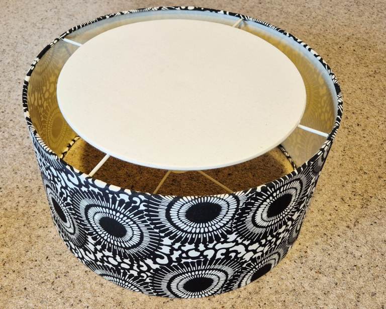 Monsoon Yasuko table lamp, shade, and matching room shade