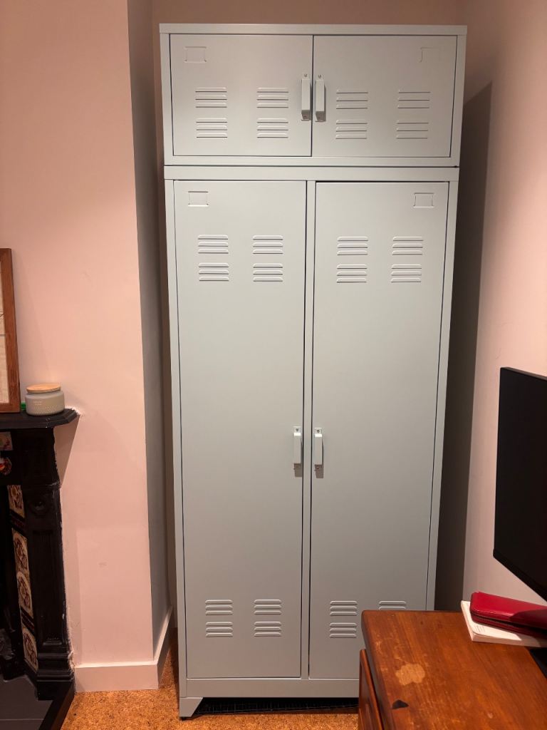 La Redoute blue tin wardrobe and extra strorage cabinet