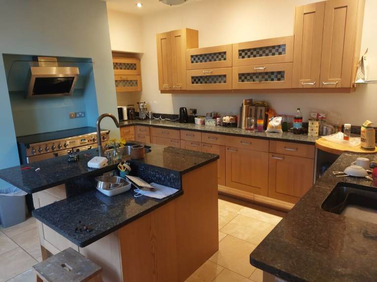 Black granite kitchen worktop and upstand