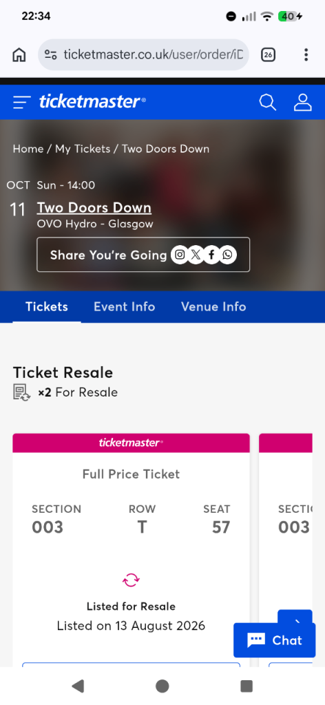 Two Doors Down Concert Tickets - OVO Hydro Glasgow