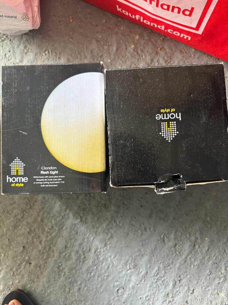 2 x light fittings with opal glass